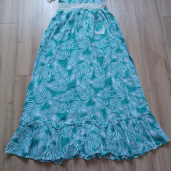 True Destinations Light Teal Tropical Resort Dress NWT S - Picture 7 of 10